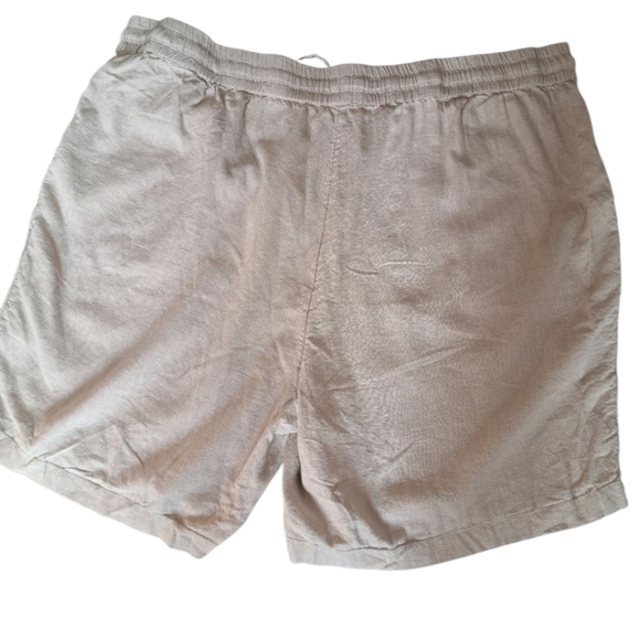 NATURALS Linen flax shorts oatmeal neutral coastal beachy drawstring comfy 2X - Picture 3 of 7